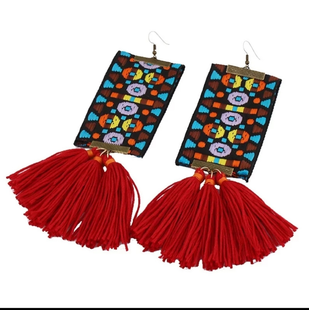 Red tassel earrings